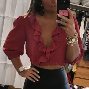 Topshop Ruffle Crop Top